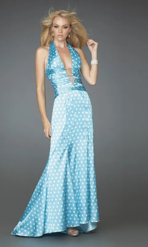 Long Polka Dot Prom Dress 14763 made by La Femme