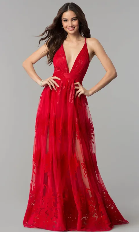 V-Neck Formal Prom Dress with Double Side Slits made by PromGirl