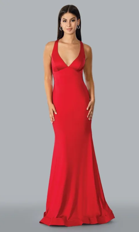 Backless Tight Long Formal Prom Dress with Ruching sold by PromGirl