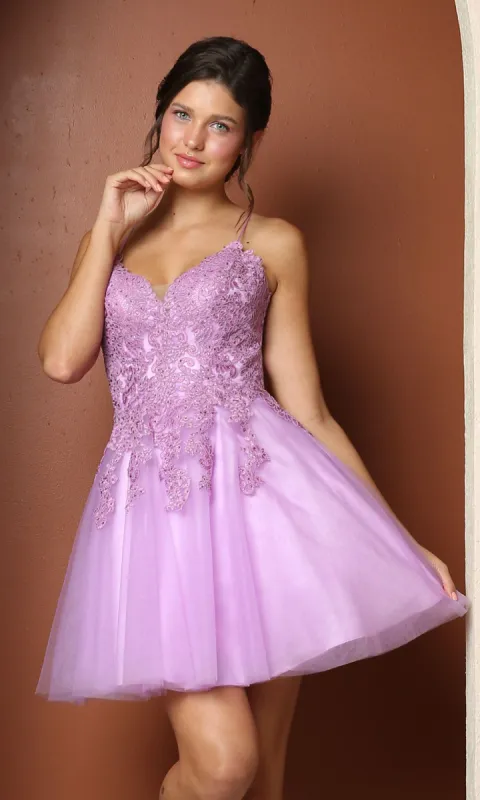 Short Corset-Back Babydoll Cute Homecoming Dress sold by PromGirl