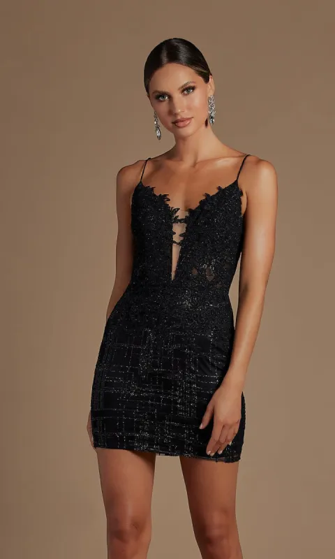 Sheer Lace Corset-Bodice Short Homecoming Dress sold by PromGirl
