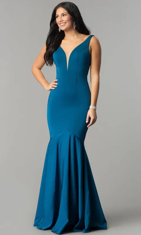 V-Neck Long Mermaid Prom Dress with Drop Waist made by Dancing Queen