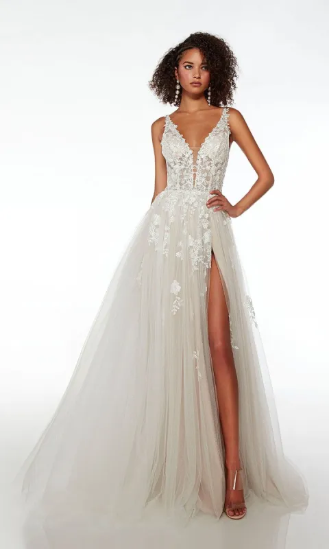 Alyce Lace-Embroidered Long A-Line Prom Dress 61722 made by PromGirl