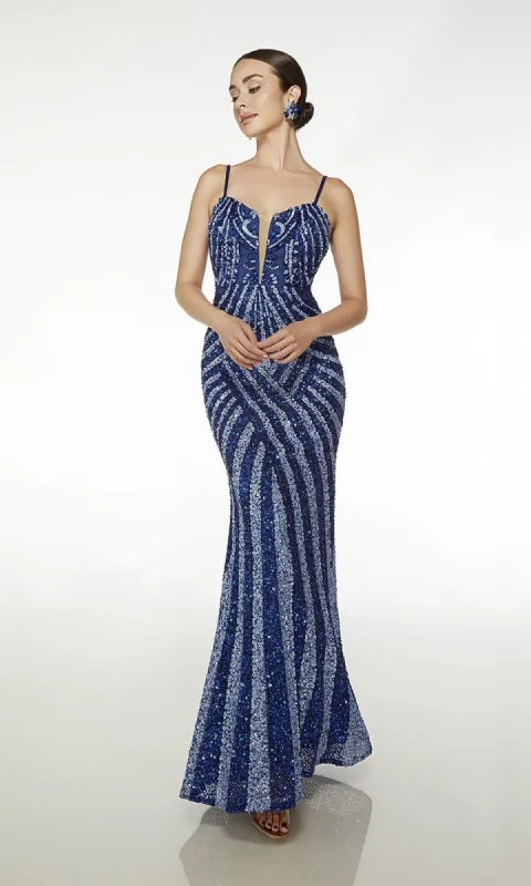 Alyce Royal Blue Long Beaded Prom Dress 61608 made by PromGirl