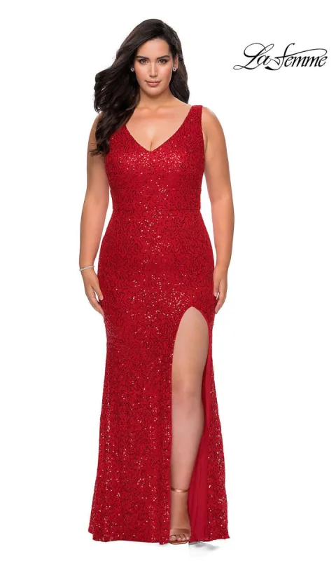 La Femme Long Sequined Plus Formal Evening Gown made by La Femme