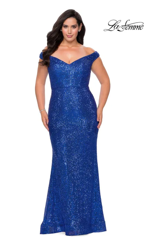 Mermaid Sequin Plus-Size La Femme Formal Dress sold by PromGirl