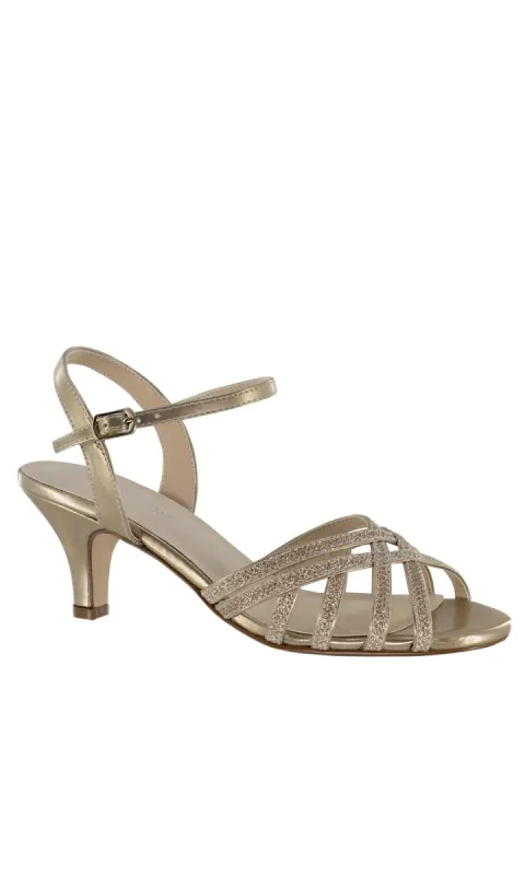 Amara Champagne Low Heel Prom Shoes: Touch Ups 4484 sold by PromGirl