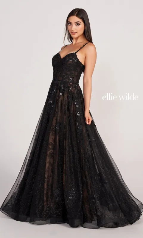 Glitter-Tulle Embroidered Ellie Wilde Prom Dress made by PromGirl