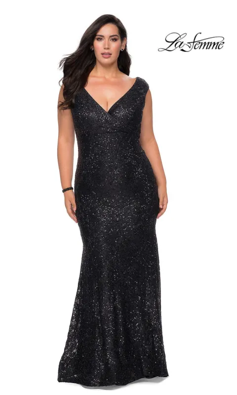 Empire-Waist Long Plus-Size Prom Dress by La Femme sold by PromGirl