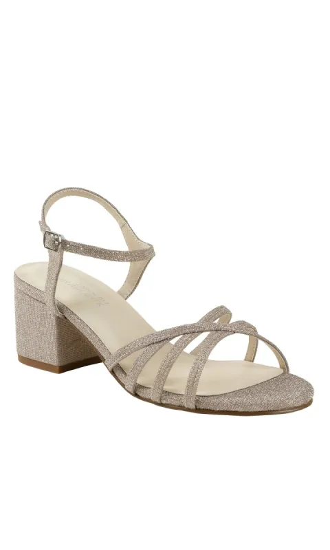 Delilah Champagne Low Heel Strappy Prom Shoes 4594 sold by PromGirl