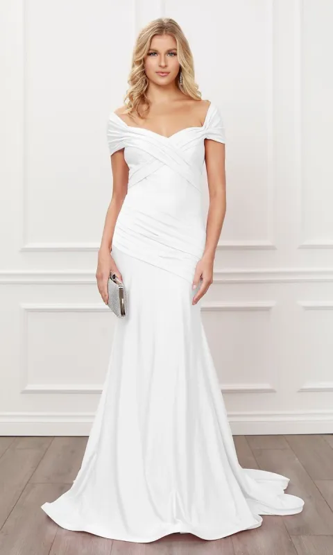 Long Formal Sweetheart Off-the-Shoulder Prom Dress sold by PromGirl