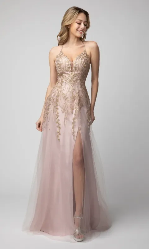 Corset-Back Long Beaded Prom Dress by Shail K sold by PromGirl