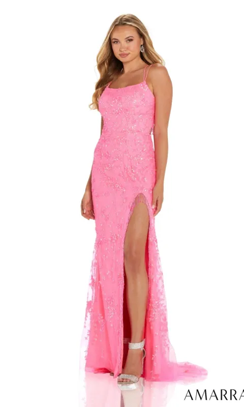 Fringed Amarra Long Sequin Prom Dress 88568 sold by PromGirl