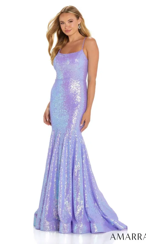 Amarra Iridescent Long Sequin Prom Dress 88578 sold by PromGirl