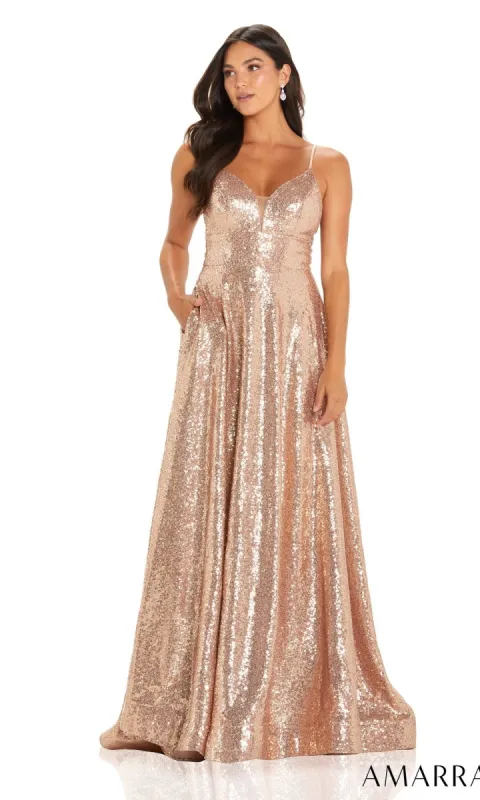 Amarra Sequin Long A-Line Prom Dress 88569 made by PromGirl