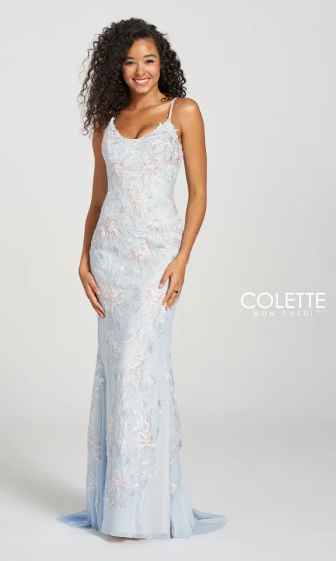 Pale Blue Long Lace Formal Dress CL12206 sold by PromGirl