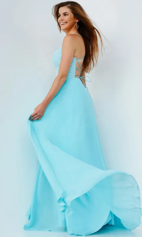 Light Blue Chiffon Prom Dress from JVN by Jovani sold by PromGirl