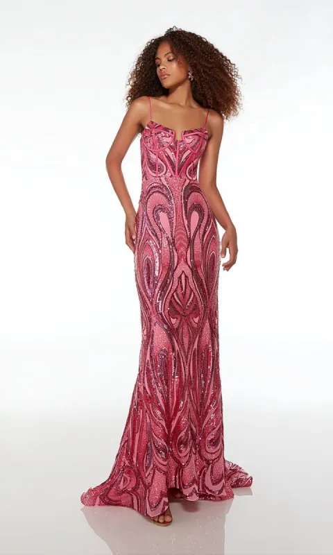 Fuchia Pink Alyce Long Sequin Prom Dress 61506 sold by PromGirl