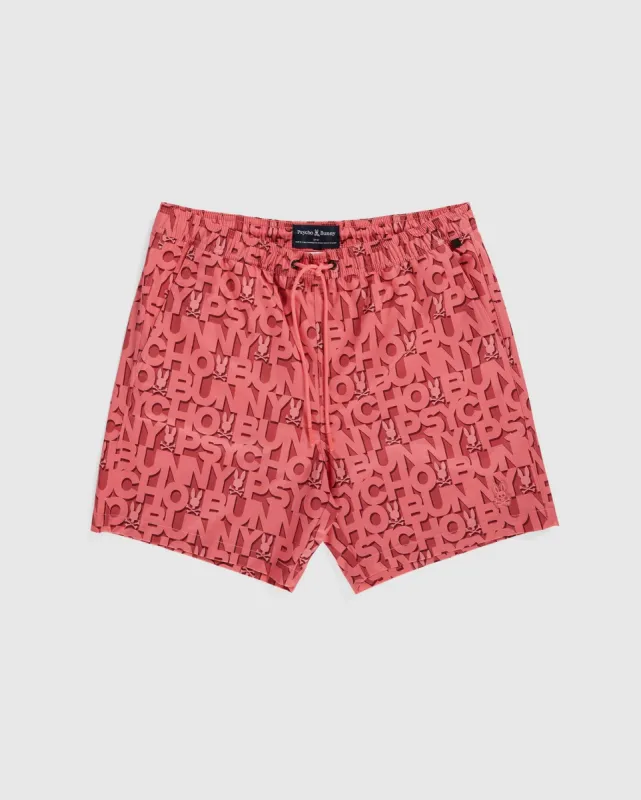 MENS DAMON ALL OVER PRINT SWIM TRUNK - B6W911Y1PO sold by Psycho Bunny