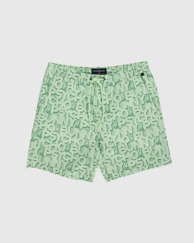 MENS DAMON ALL OVER PRINT SWIM TRUNK - B6W911Y1PO sold by Psycho Bunny