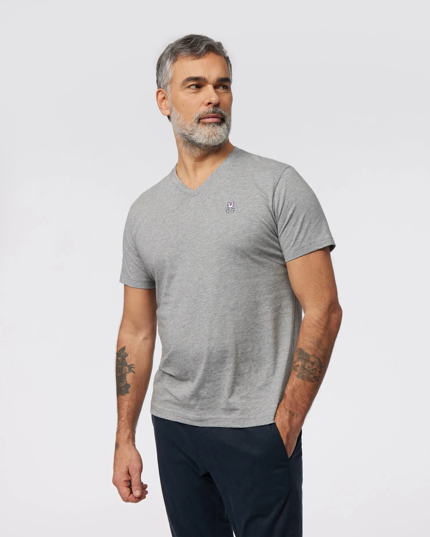 MENS GRAY CLASSIC V NECK TEE - B6U100CRPC sold by Psycho Bunny product image thumbnail 2