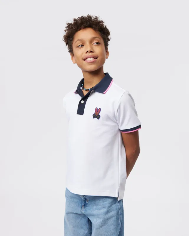 KIDS STRYPE PIQUE FASHION POLO - B0K801X1PC made by Psycho Bunny