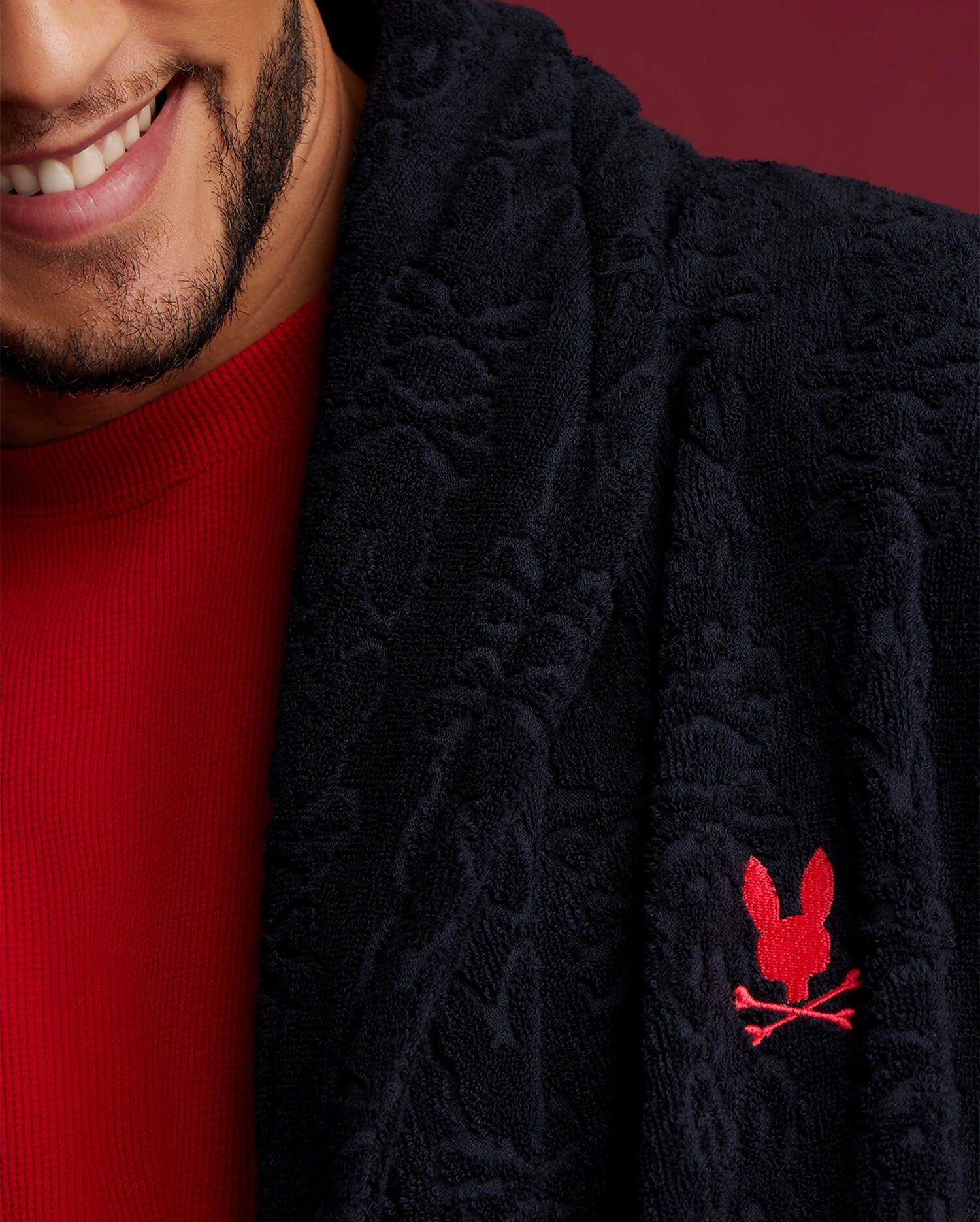 MENS ALL OVER BUNNY EMBOSSED ROBE - B6Y660A2RB sold by Psycho Bunny product image thumbnail 4