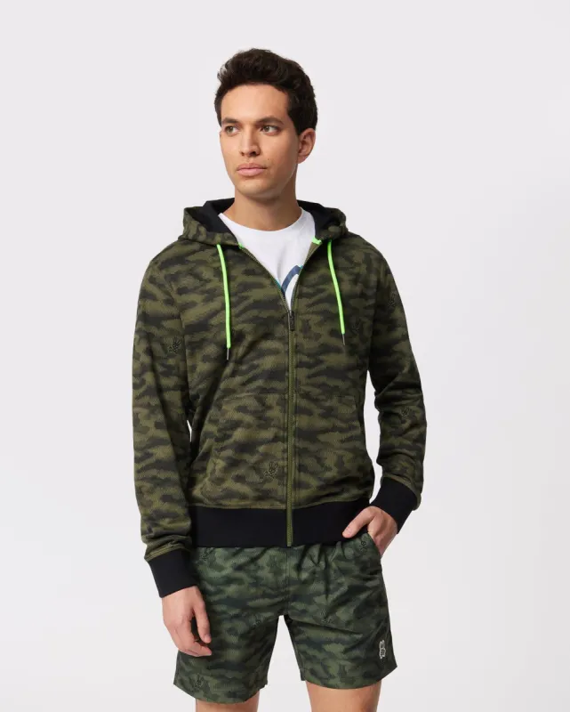 MENS ROCKAWAY CAMO ZIP UP HOODIE - B6H156W1FT sold by Psycho Bunny