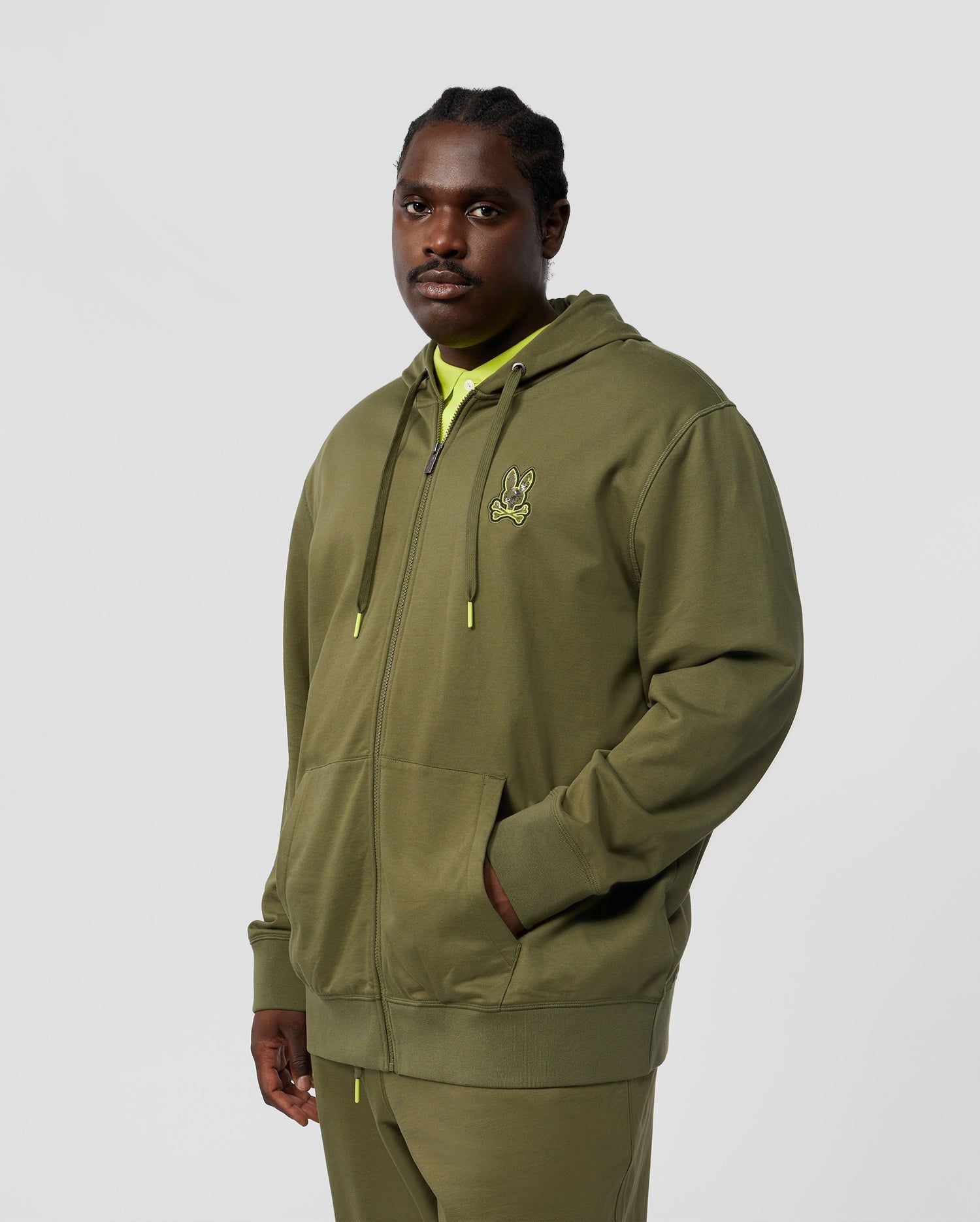 MENS BIG AND TALL WAVERLY BUNNY LOGO ZIP HOODIE - B9H752U1FT sold by Psycho Bunny product image thumbnail 2