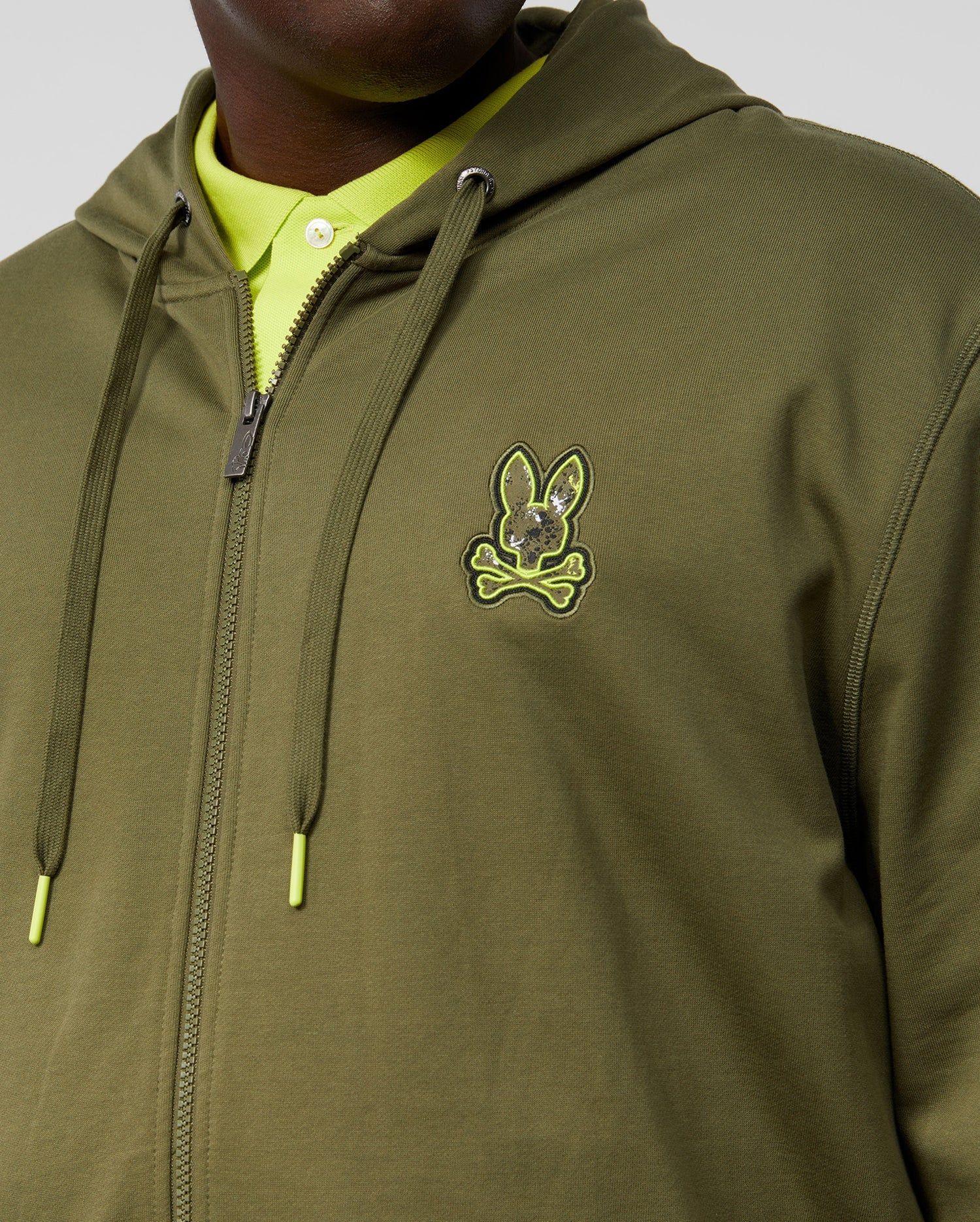 MENS BIG AND TALL WAVERLY BUNNY LOGO ZIP HOODIE - B9H752U1FT sold by Psycho Bunny product image thumbnail 3