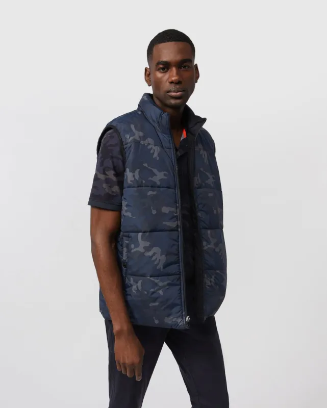 MENS ALLEN REVERSIBLE CAMO PUFFER VEST - B6N810U1NL sold by Psycho Bunny