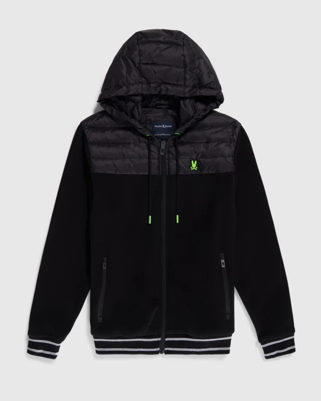 MENS LEMOORE MIXED MEDIA BOMBER - B6J944A2OW sold by Psycho Bunny