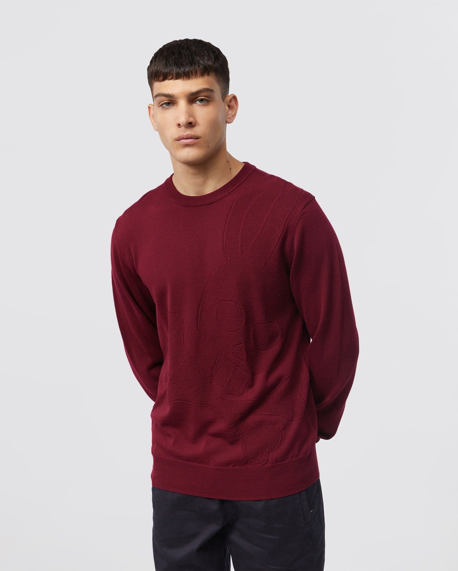 MENS MOORE INTARSIA MERINO WOOL SWEATER - B6E894U1CO sold by Psycho Bunny