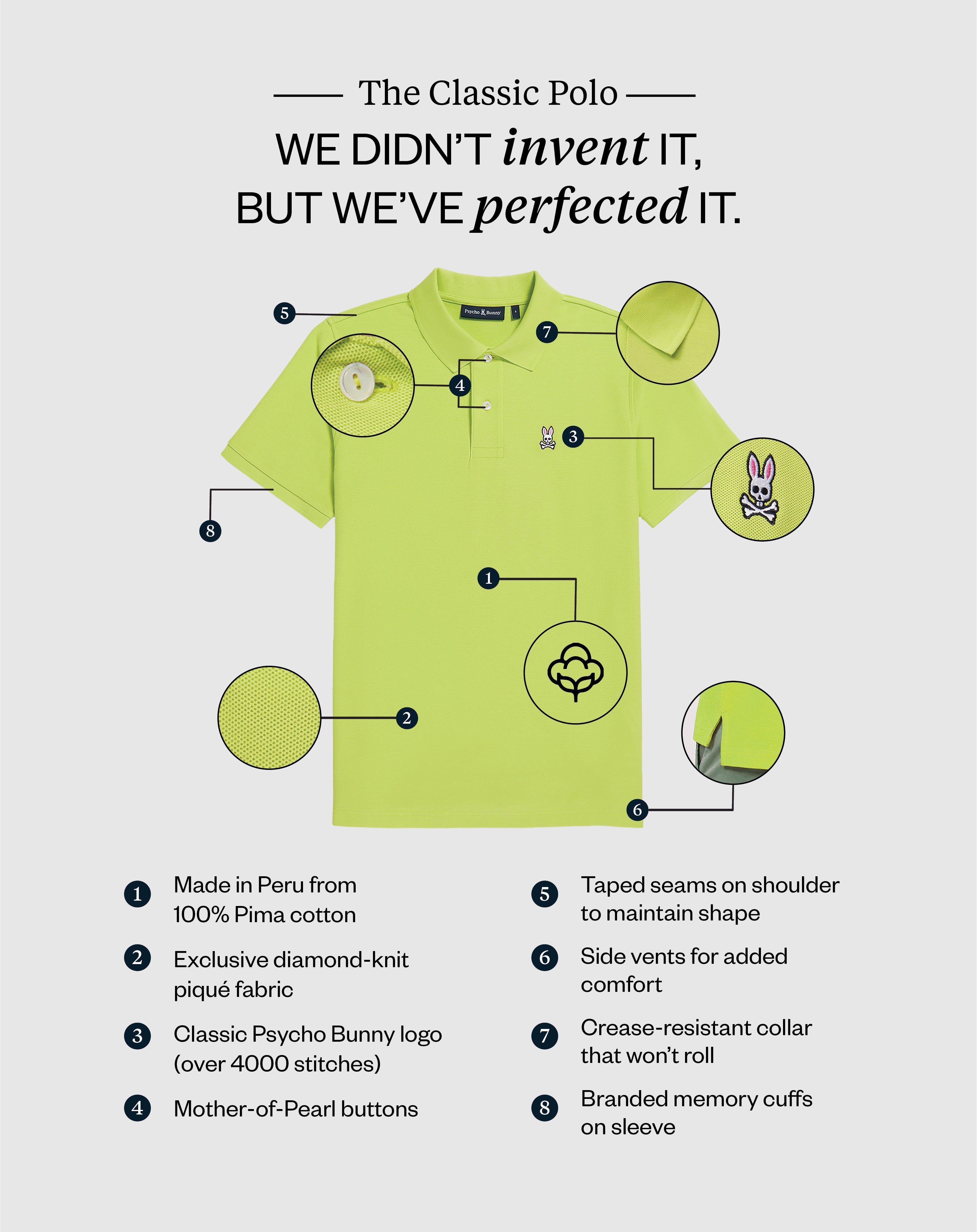 MENS CLASSIC PIQUE POLO - B6K001X1PC sold by Psycho Bunny product image thumbnail 5