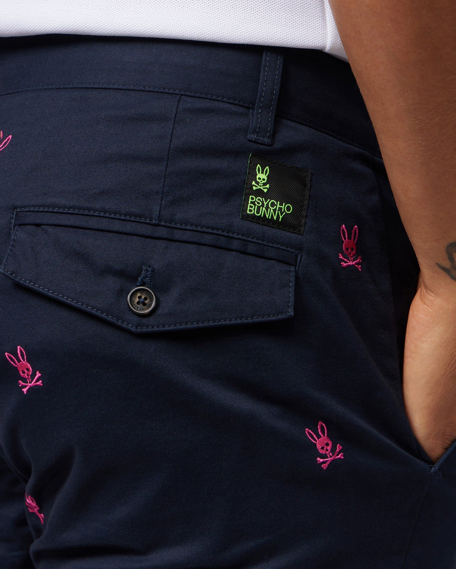 MENS GILMAN TWILL ALL OVER BUNNY EMBROIDERED CHINO PANT - B6P490Z1WB sold by Psycho Bunny product image thumbnail 3