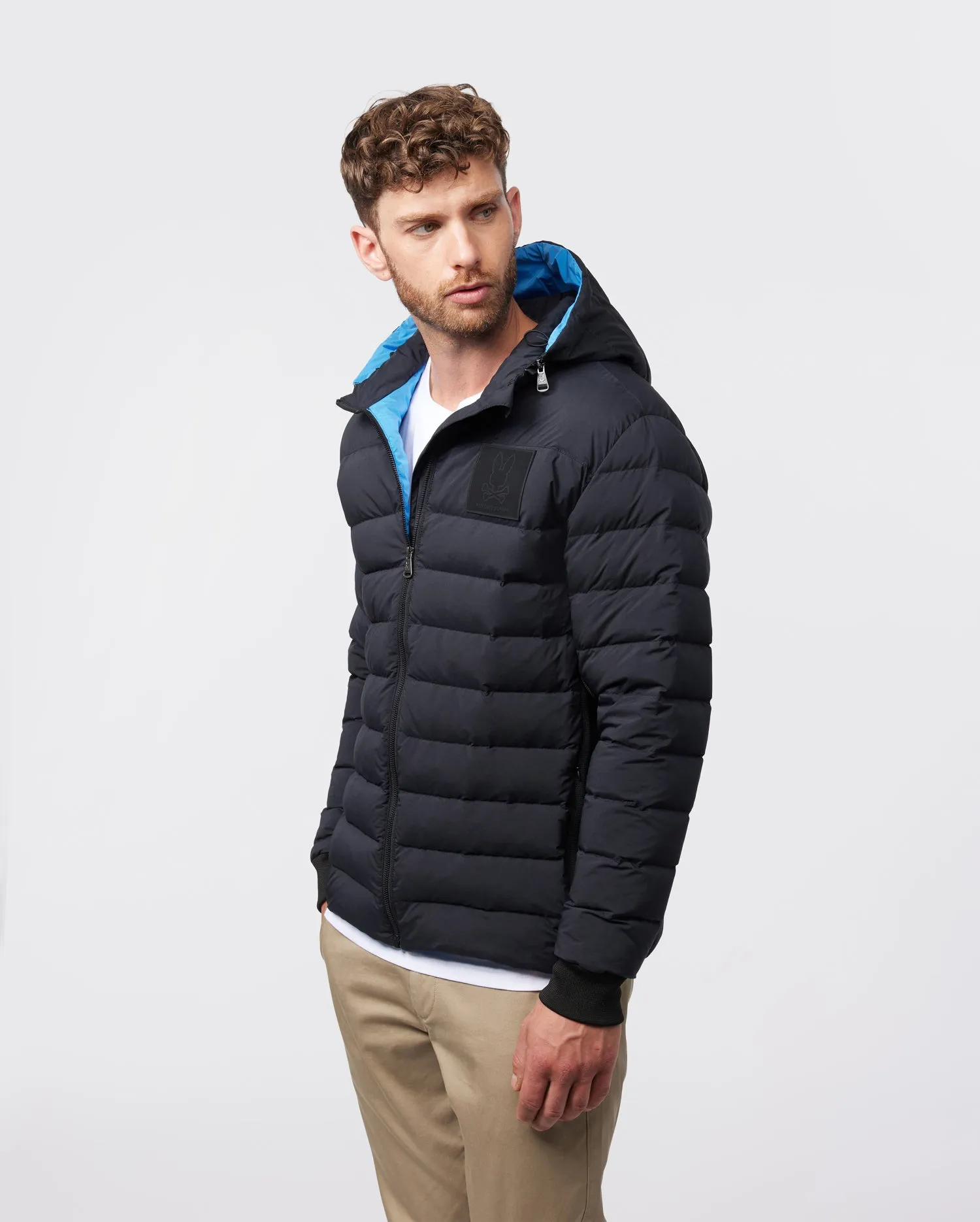 MENS EVANSTON DOWN PUFFER JACKET WITH RIB INSERTS AND REMOVABLE HOOD - B6N527Z1OW sold by Psycho Bunny product image thumbnail 2