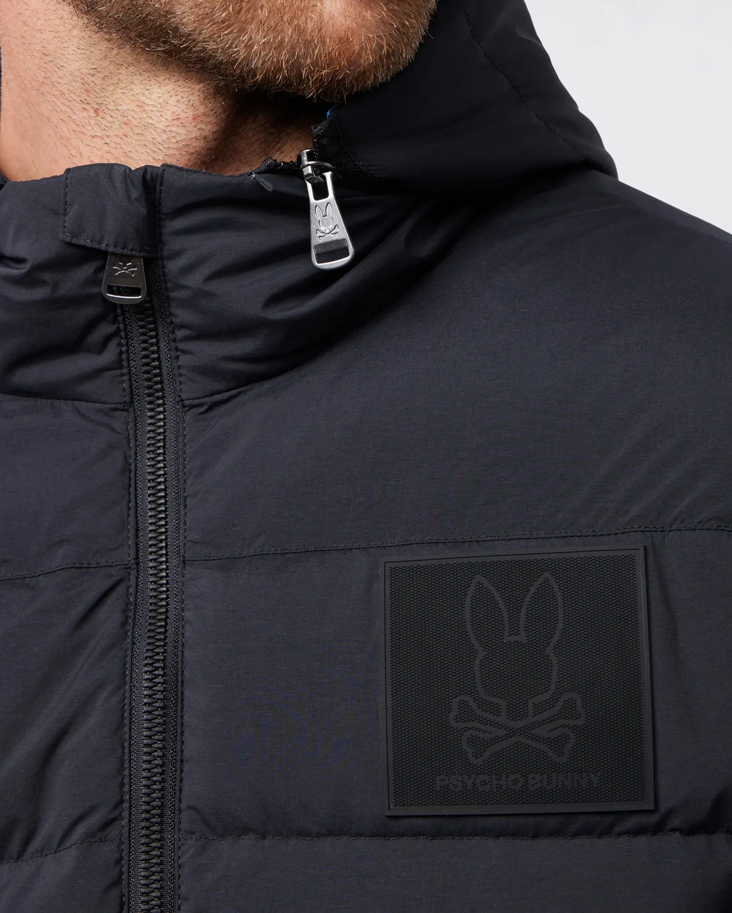 MENS EVANSTON DOWN PUFFER JACKET WITH RIB INSERTS AND REMOVABLE HOOD - B6N527Z1OW sold by Psycho Bunny product image thumbnail 3