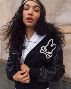 MENS PB X GOLDEN BEAR VARSITY LEATHER EMBROIDERED JACKET - B6N806U1WB sold by Psycho Bunny