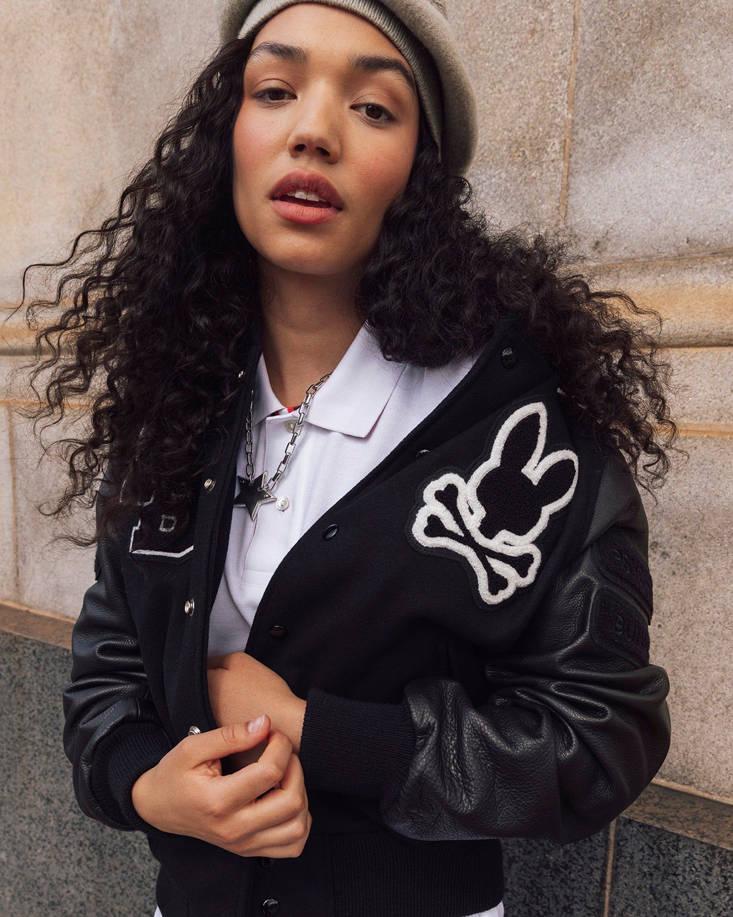 MENS PB X GOLDEN BEAR VARSITY LEATHER EMBROIDERED JACKET - B6N806U1WB sold by Psycho Bunny product image thumbnail 7