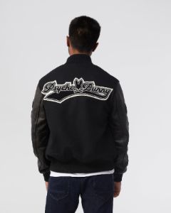 MENS PB X GOLDEN BEAR VARSITY LEATHER EMBROIDERED JACKET - B6N806U1WB sold by Psycho Bunny