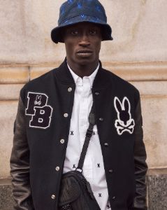 MENS PB X GOLDEN BEAR VARSITY LEATHER EMBROIDERED JACKET - B6N806U1WB sold by Psycho Bunny