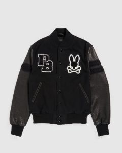 MENS PB X GOLDEN BEAR VARSITY LEATHER EMBROIDERED JACKET - B6N806U1WB sold by Psycho Bunny