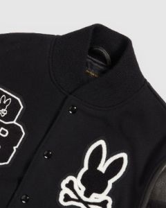 MENS PB X GOLDEN BEAR VARSITY LEATHER EMBROIDERED JACKET - B6N806U1WB sold by Psycho Bunny