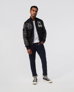 MENS PB X GOLDEN BEAR VARSITY LEATHER EMBROIDERED JACKET - B6N806U1WB sold by Psycho Bunny