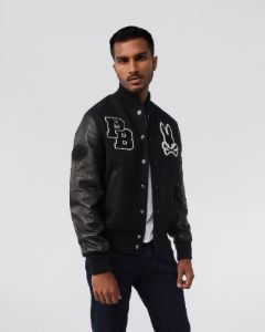 MENS PB X GOLDEN BEAR VARSITY LEATHER EMBROIDERED JACKET - B6N806U1WB sold by Psycho Bunny