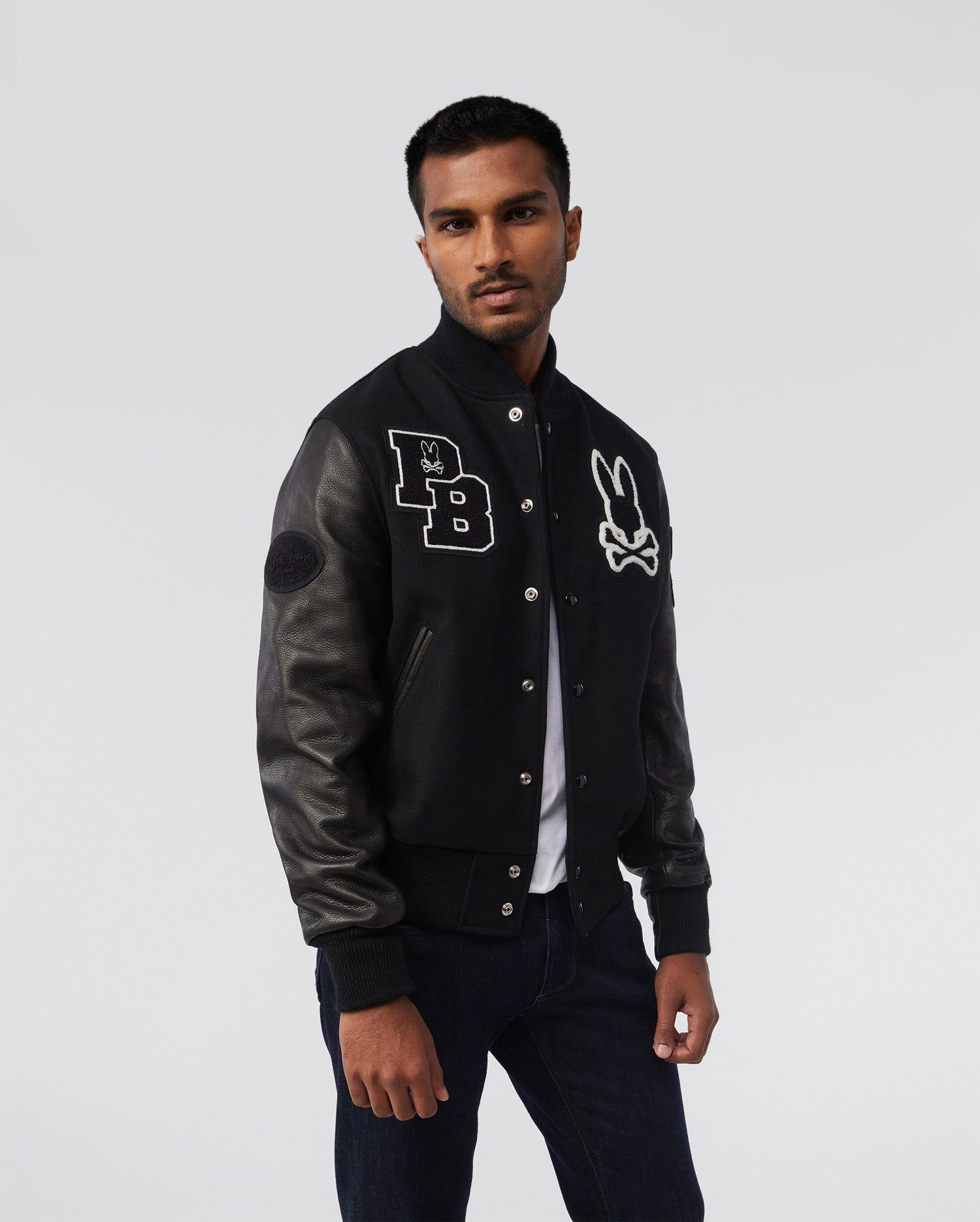 MENS PB X GOLDEN BEAR VARSITY LEATHER EMBROIDERED JACKET - B6N806U1WB sold by Psycho Bunny product image thumbnail 2