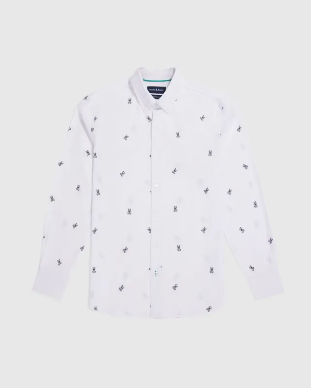 MENS SENECA OXFORD ALL OVER EMBROIDERED LONG SLEEVE SHIRT - B6C458Z1SH sold by Psycho Bunny