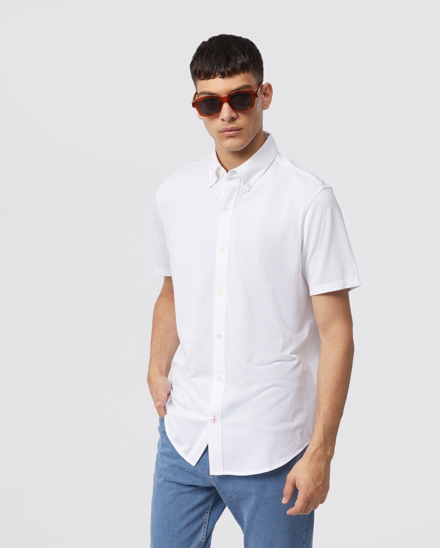 MENS ASTOR SHORT SLEEVE COTTON PIQUE OXFORD SHIRT - B6Q822U1PC sold by Psycho Bunny