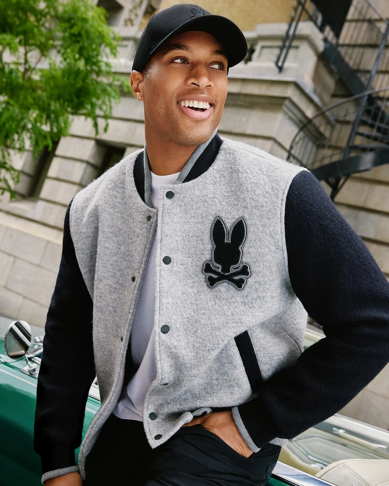 MENS TOM WOOL BOMBER JACKET - B6J744D200 sold by Psycho Bunny