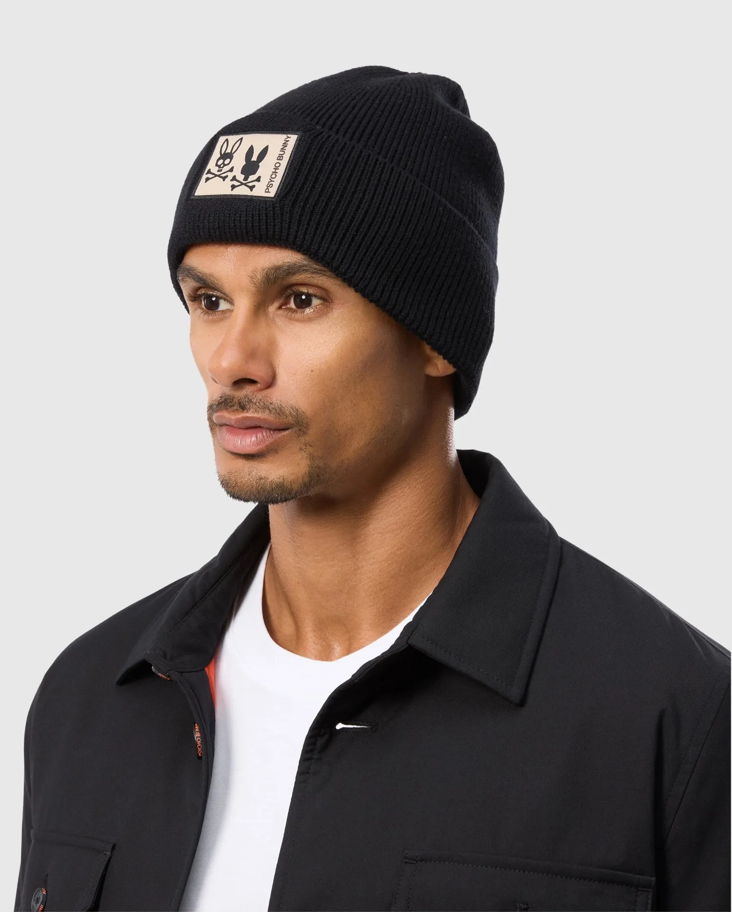 MENS MONROE TWILL PATCH BEANIE - B6A871D200 sold by Psycho Bunny product image thumbnail 3